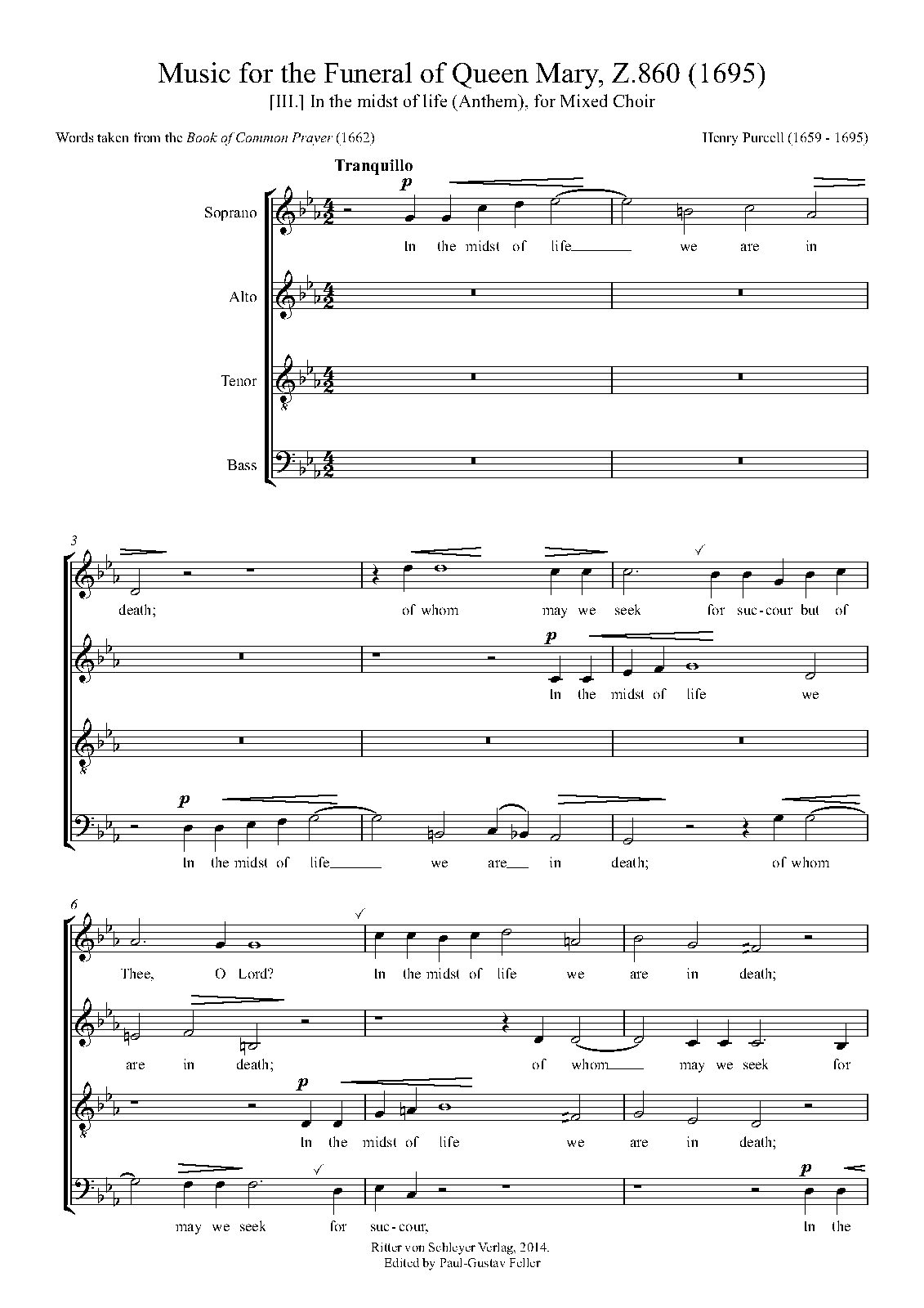 Music for the Funeral of Queen Mary, Z.860