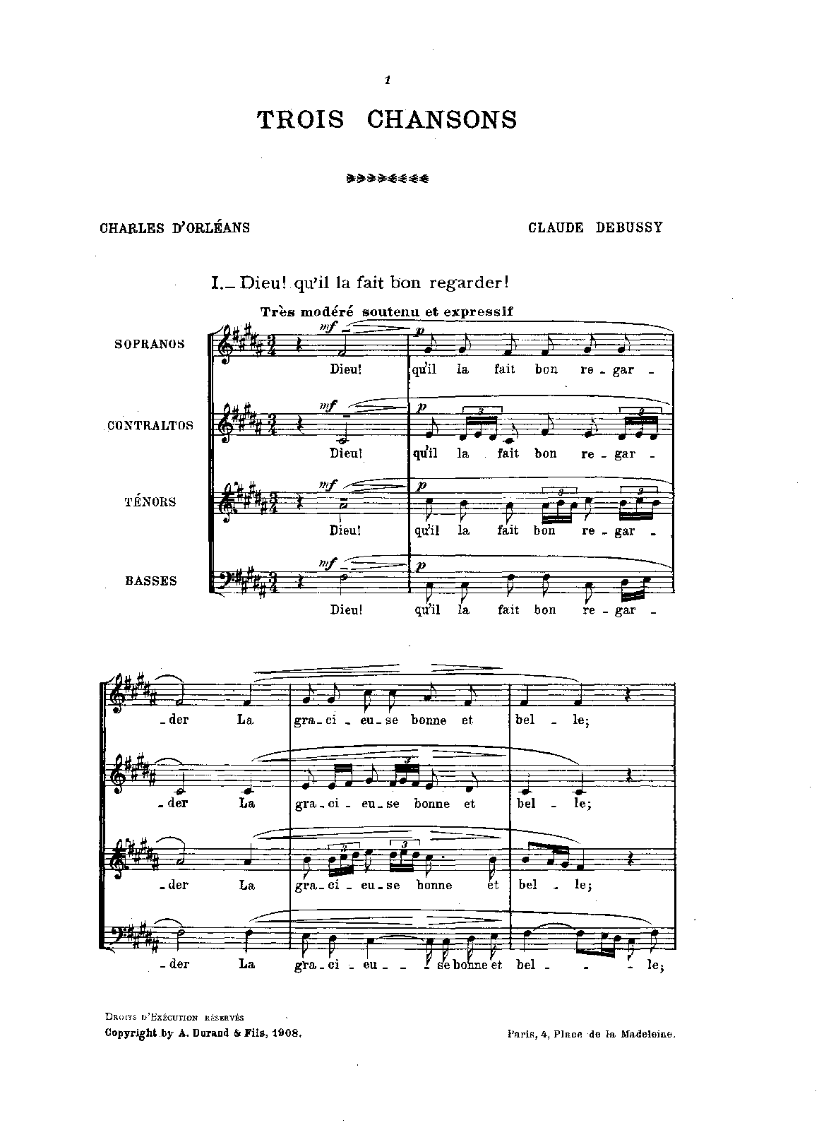 3 Chansons de Charles d'Orléans, CD 99
