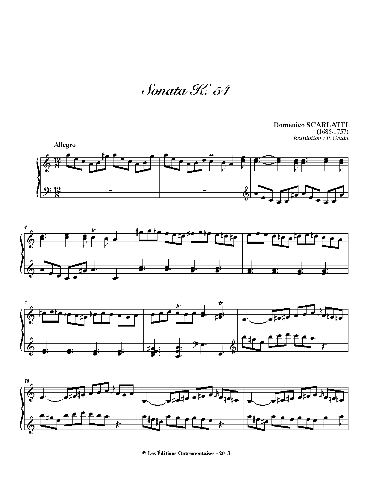 Keyboard Sonata in A minor, K.54