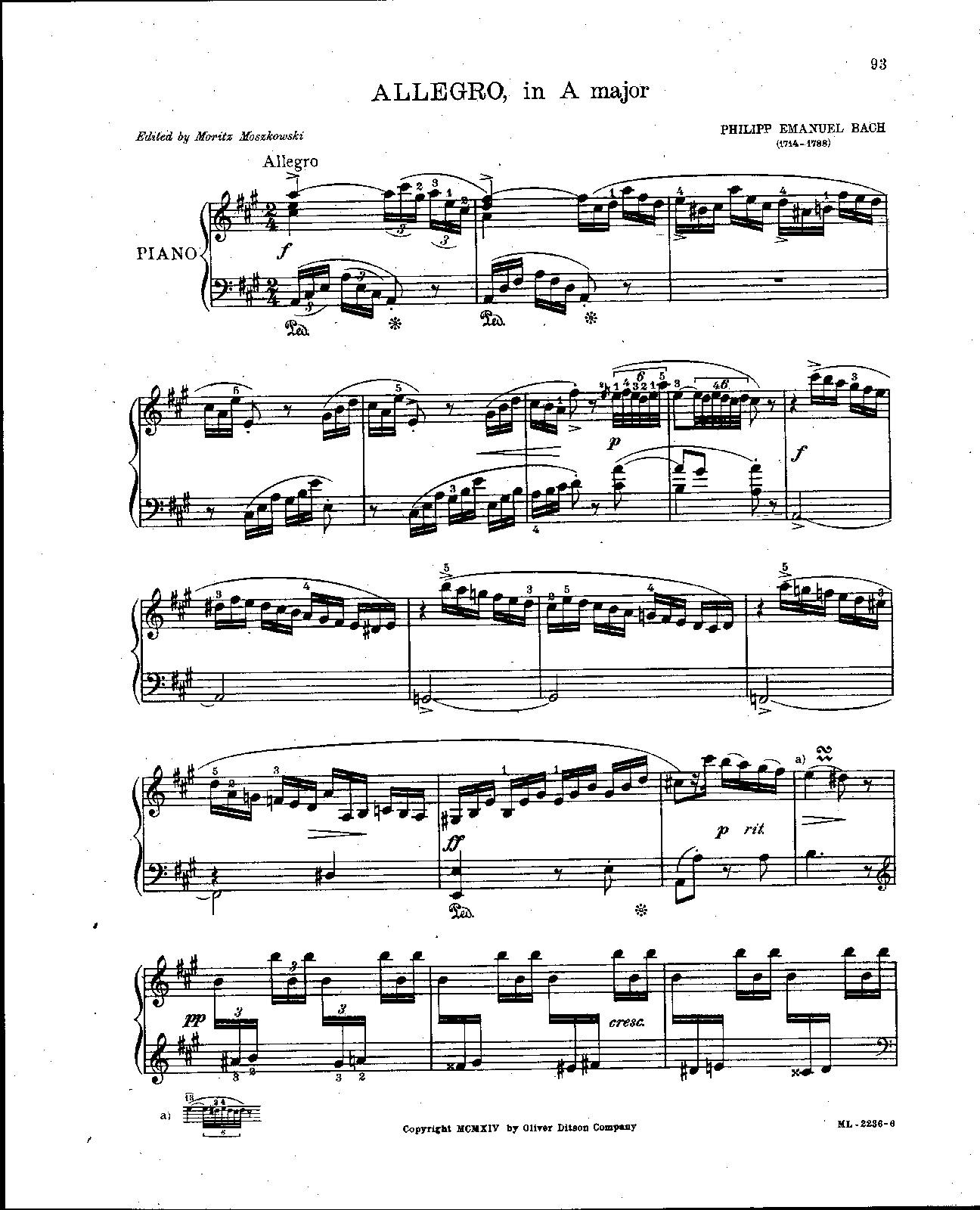 Keyboard Sonata in A major, H.186