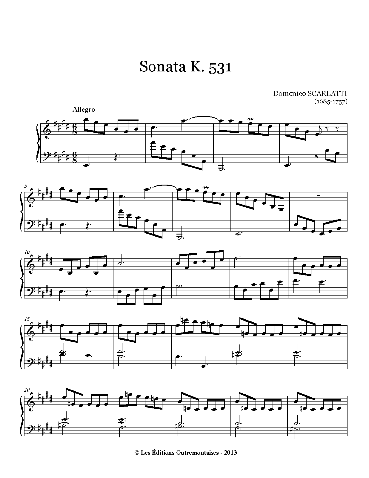 Keyboard Sonata in E major, K.531