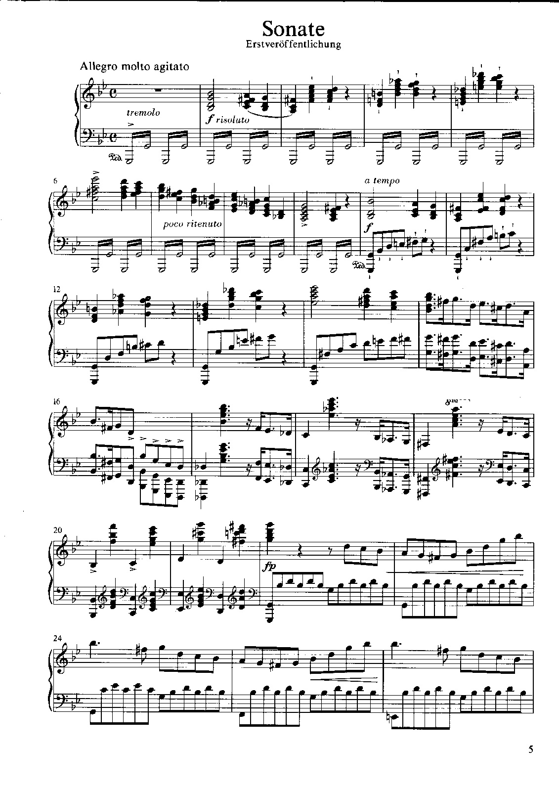 Piano Sonata in G minor, H.395