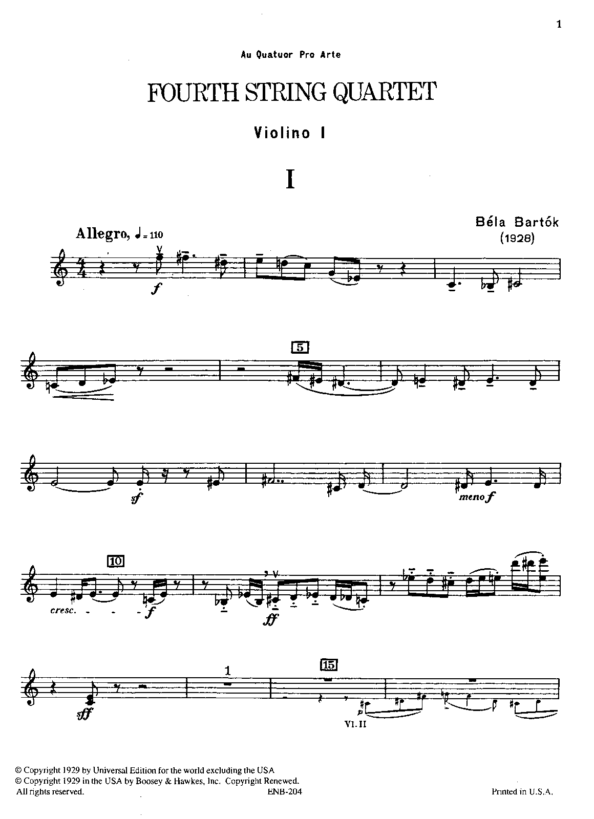 String Quartet No.4, Sz.91