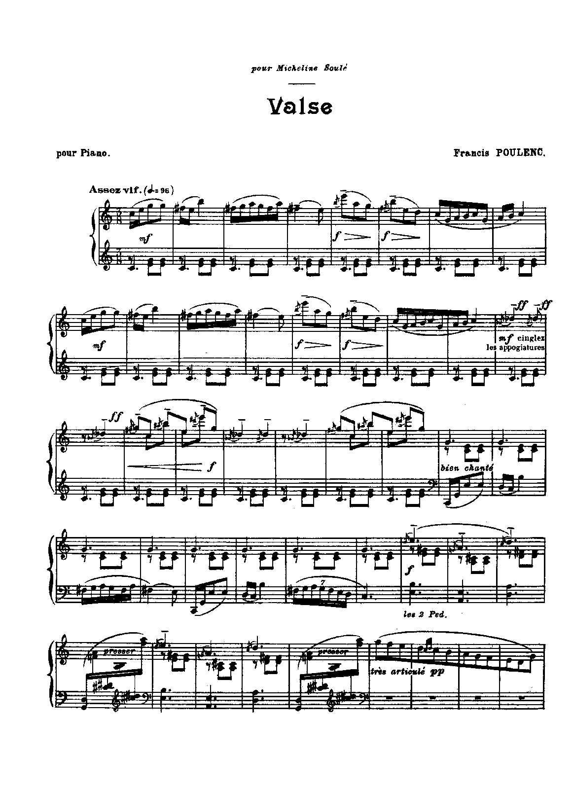 Valse for l’Album des Six, FP 17