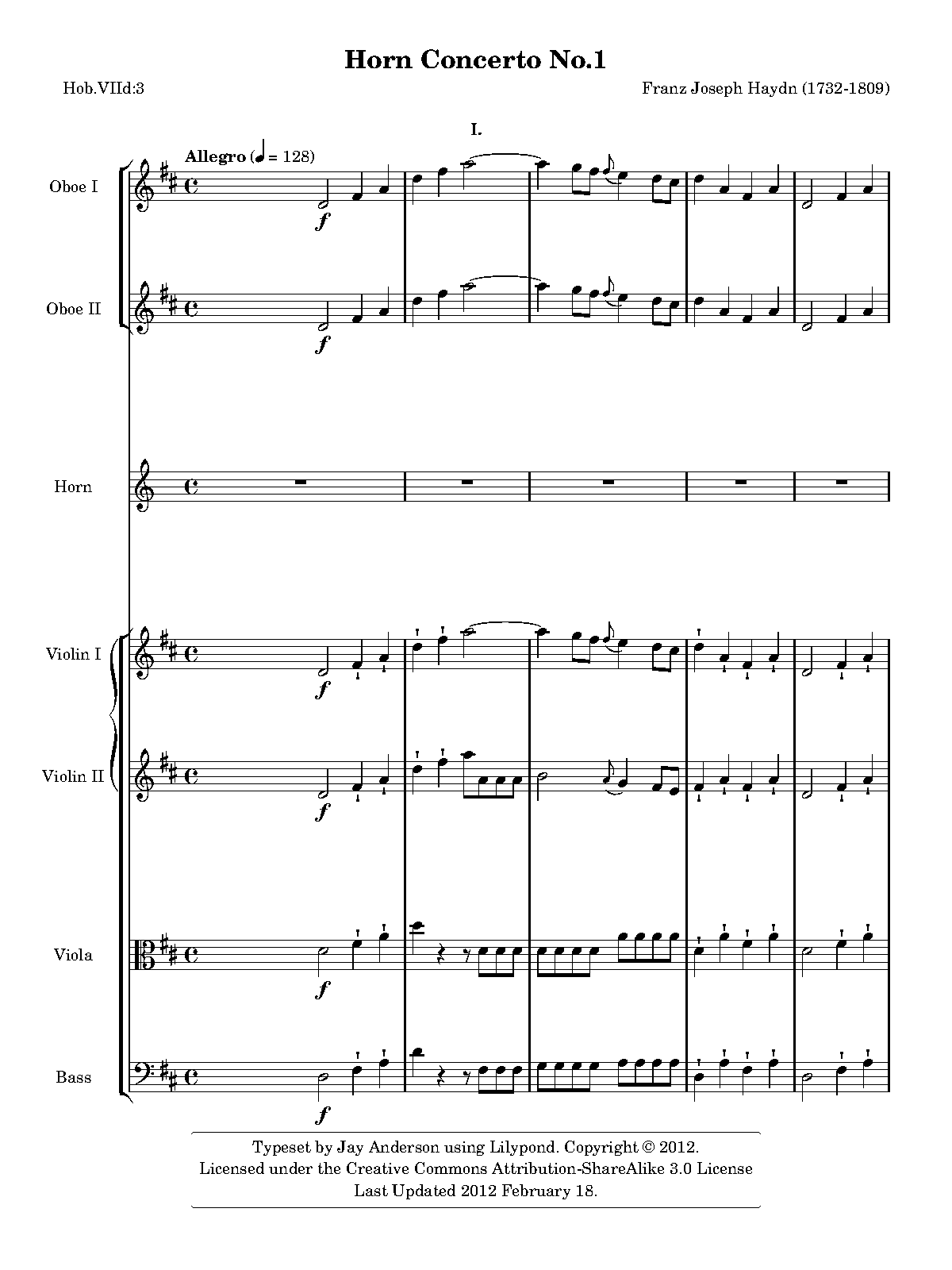 Horn Concerto No.1 in D major, Hob.VIId:3