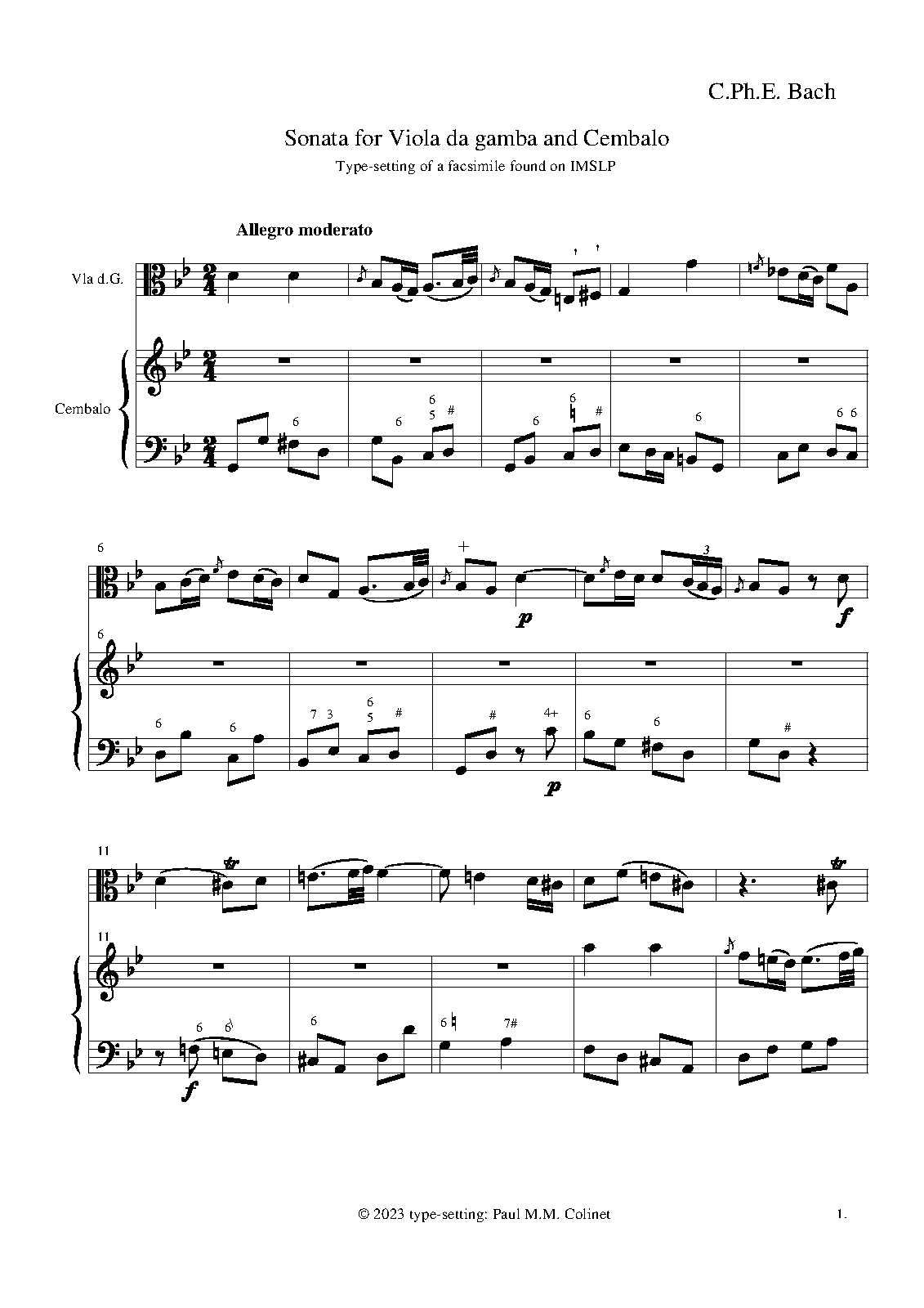 Viola da Gamba Sonata in G minor, H.510
