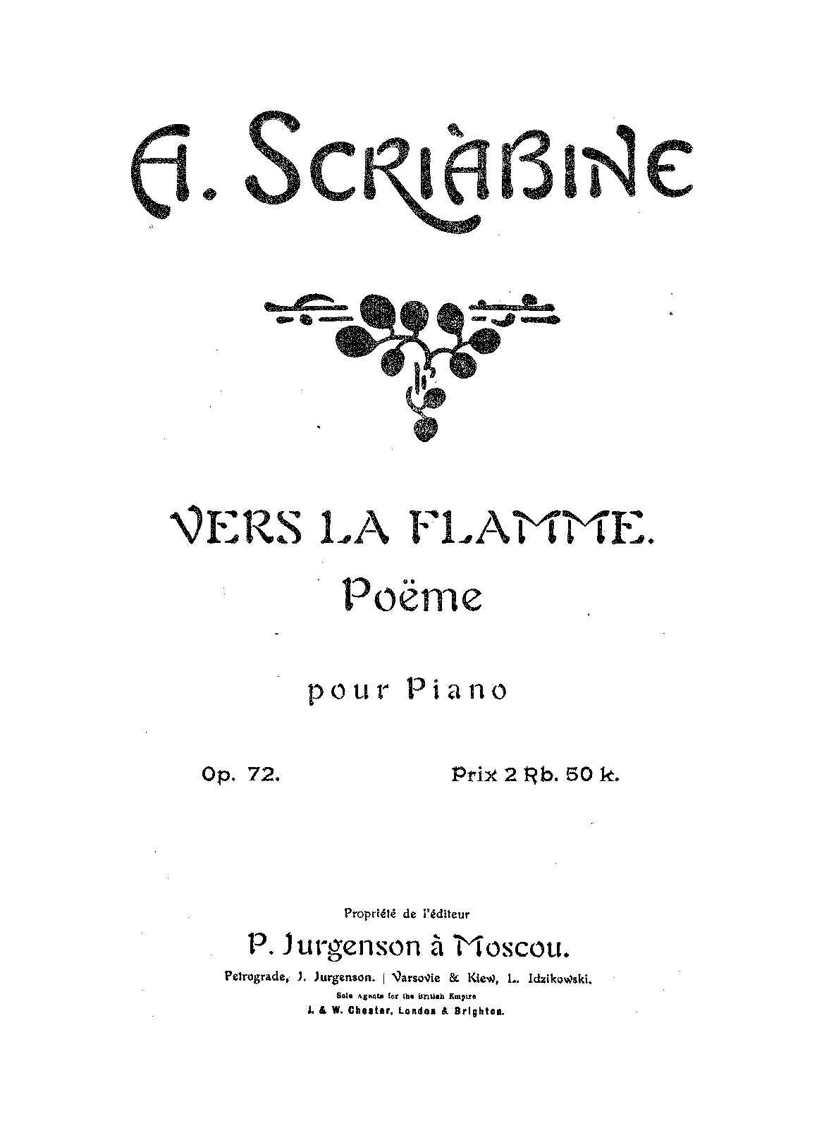 Vers la flamme, Op.72