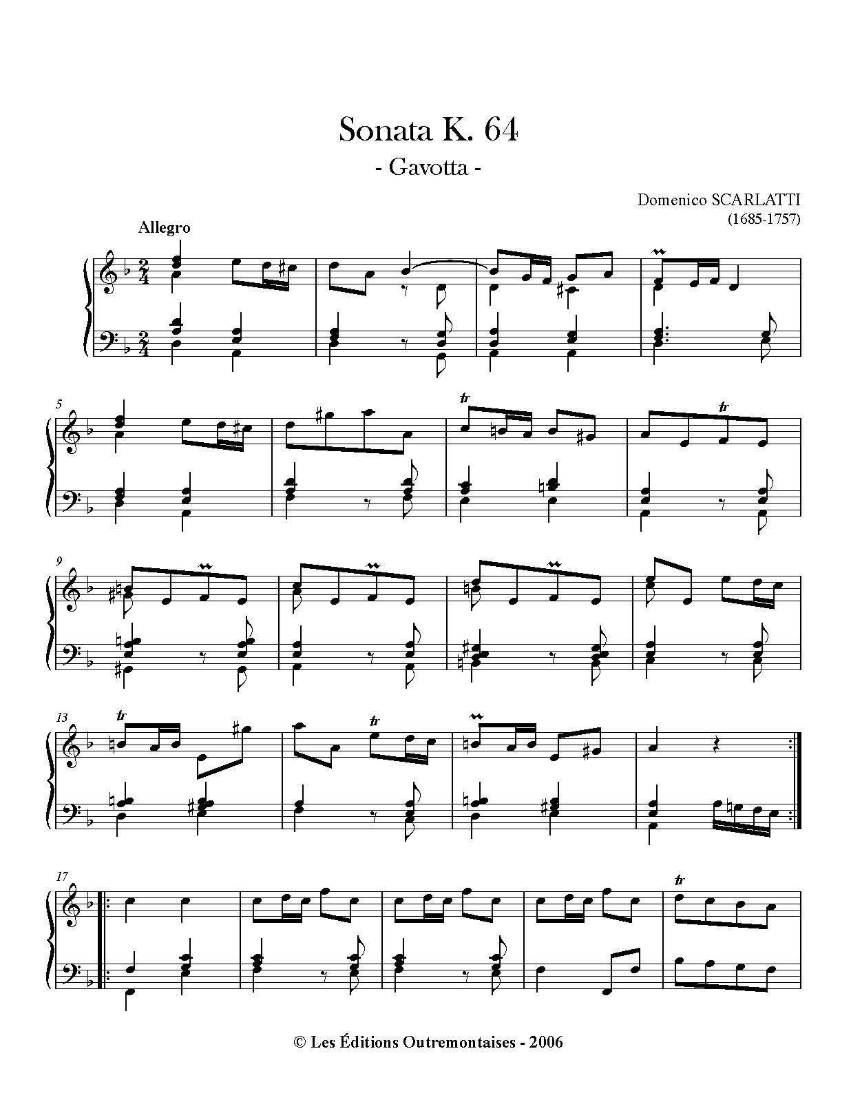 Keyboard Sonata in D minor, K.64