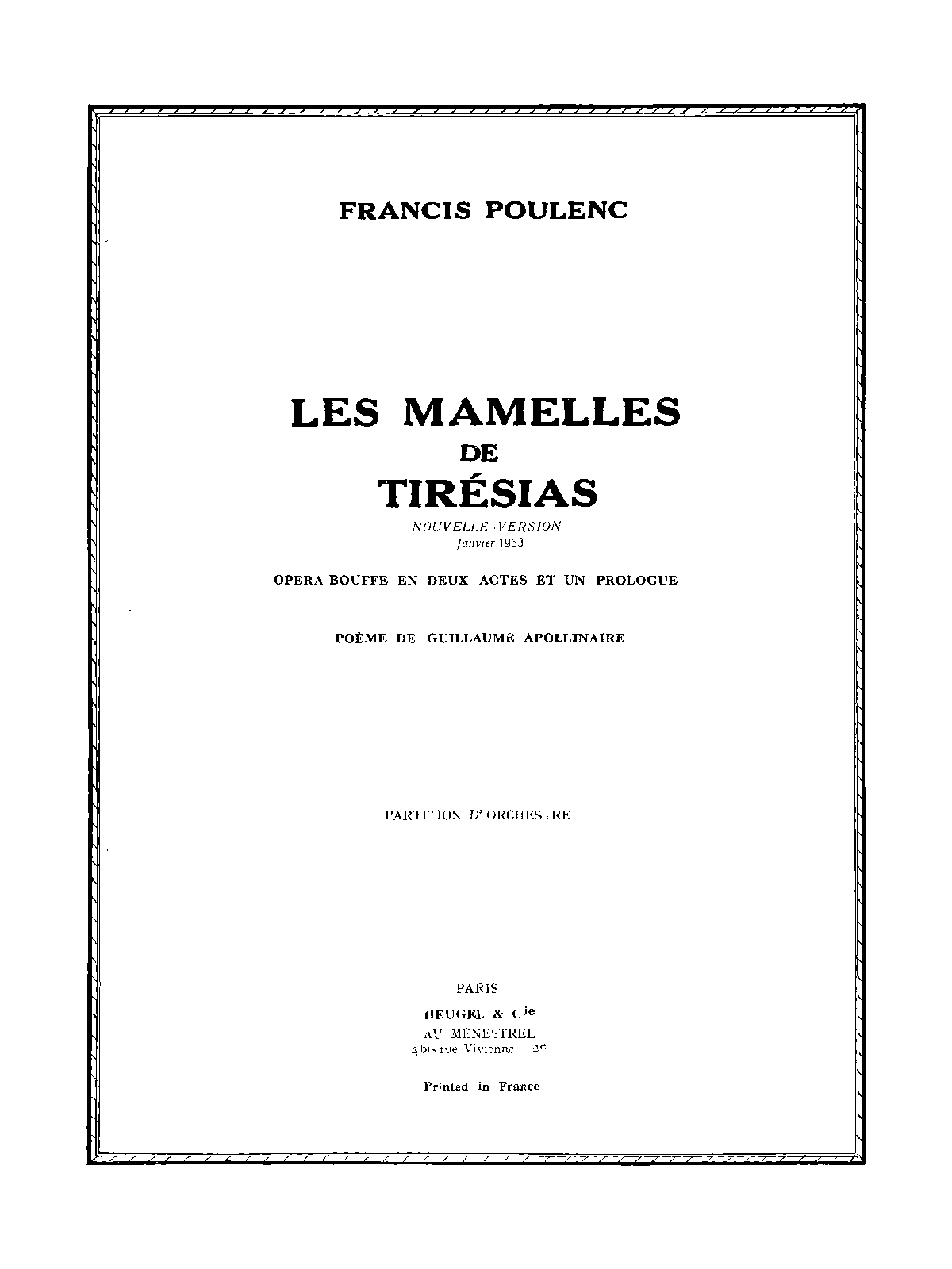 Les mamelles de Tirésias, FP 125
