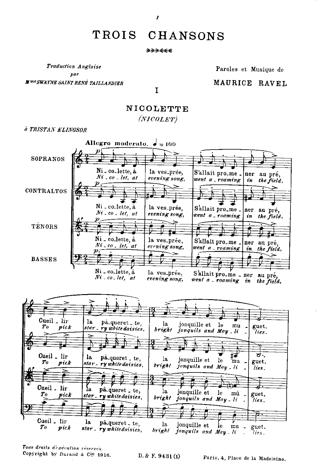3 Chansons, M.69