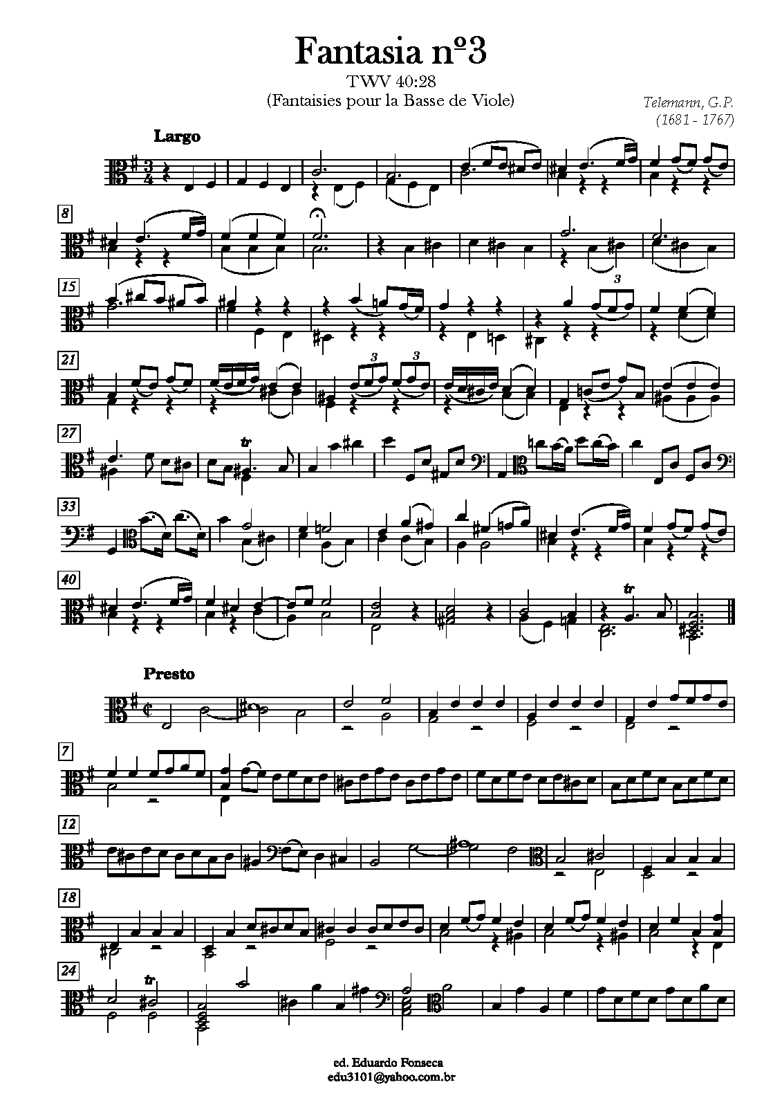12 Fantasias for Viol without Bass, TWV 40:26-37