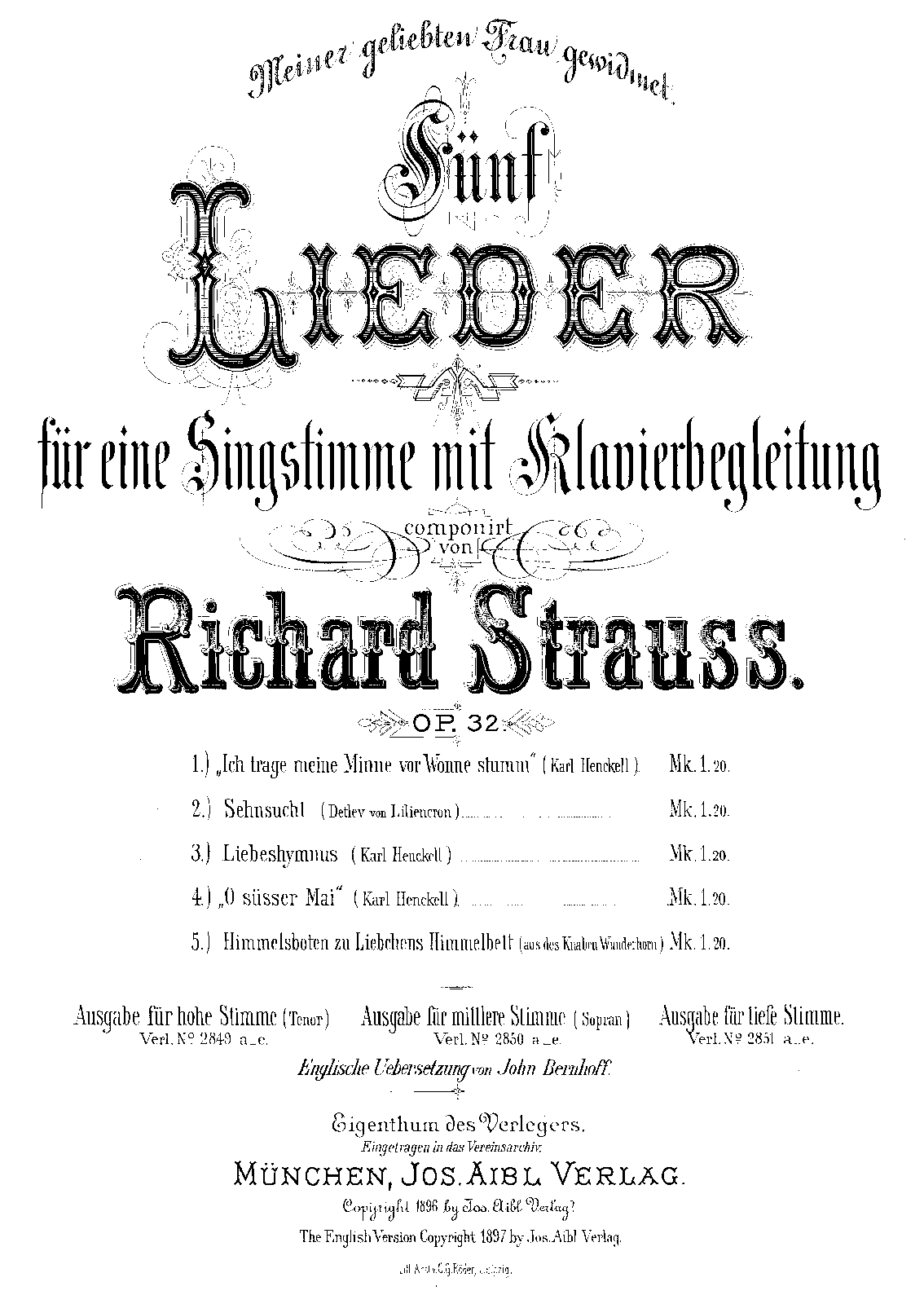 5 Lieder, Op.32
