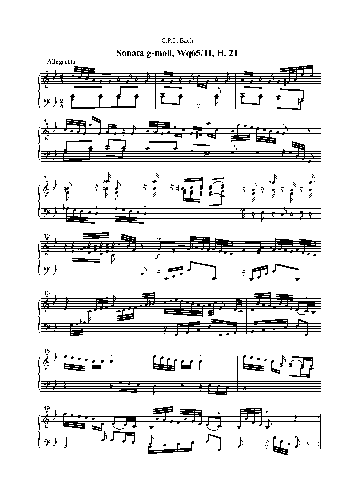 Keyboard Sonata in G minor, H.21