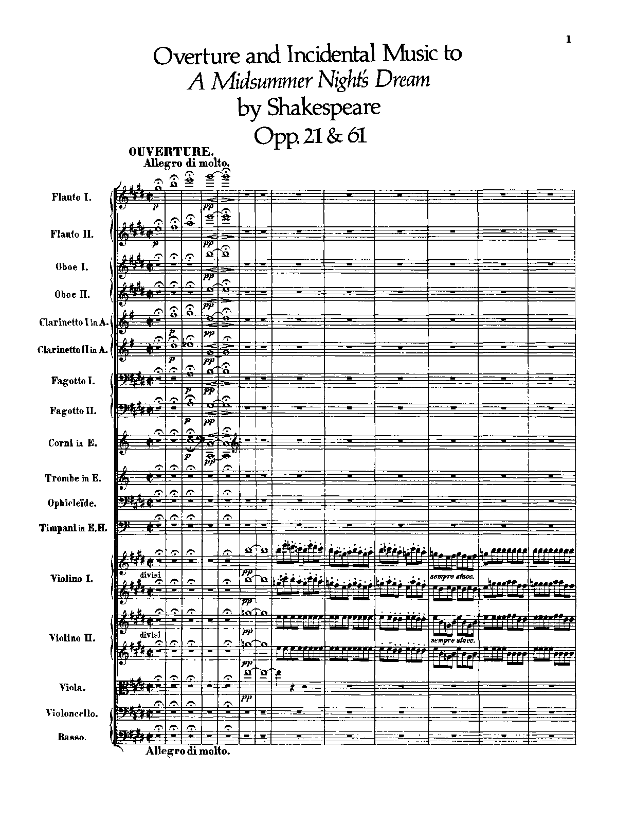 A Midsummer Night's Dream, incidental music, Op.61