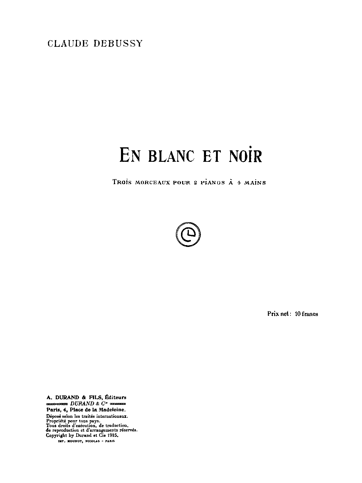 En blanc et noir, CD 142