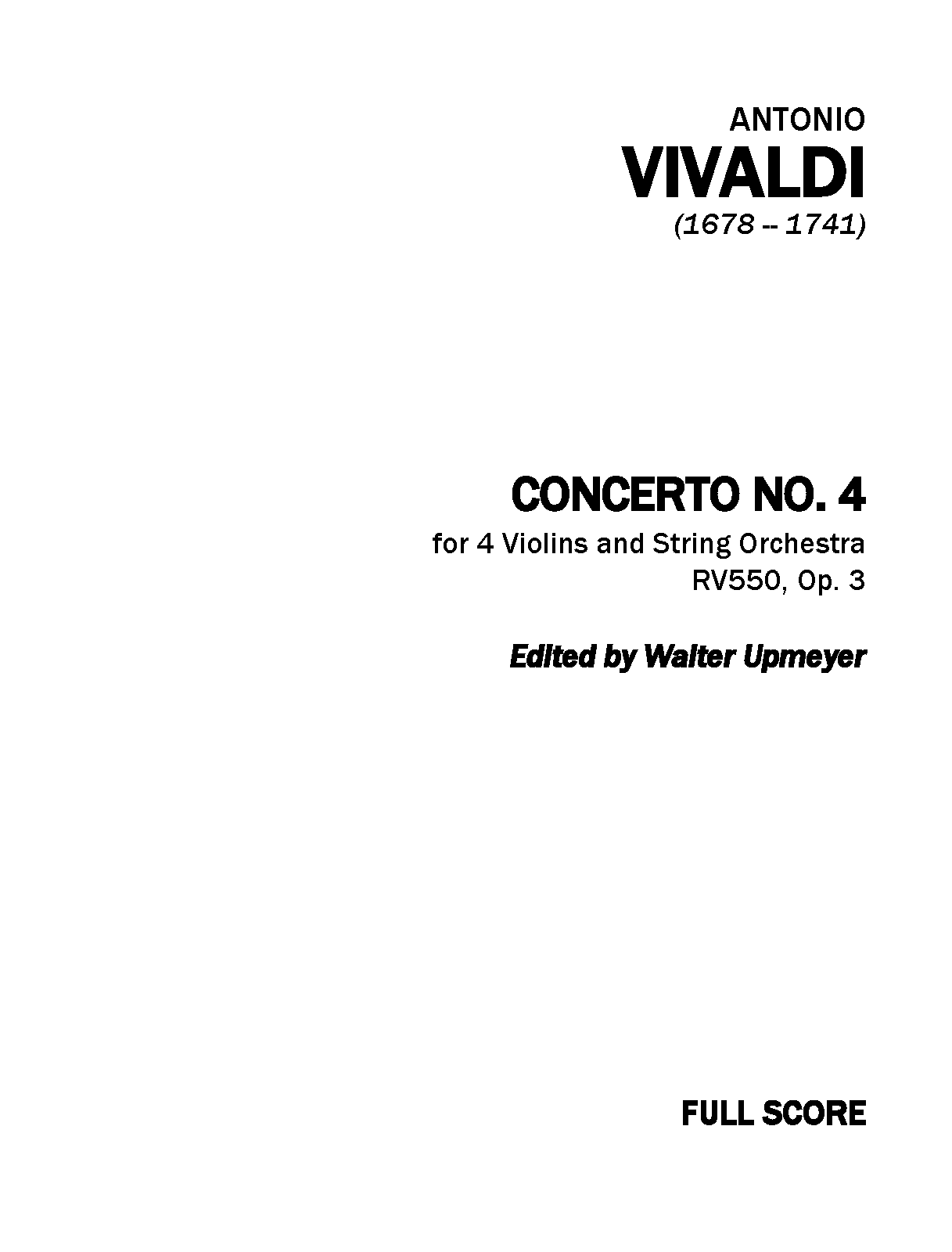 Concerto for 4 Violins in E minor, RV 550