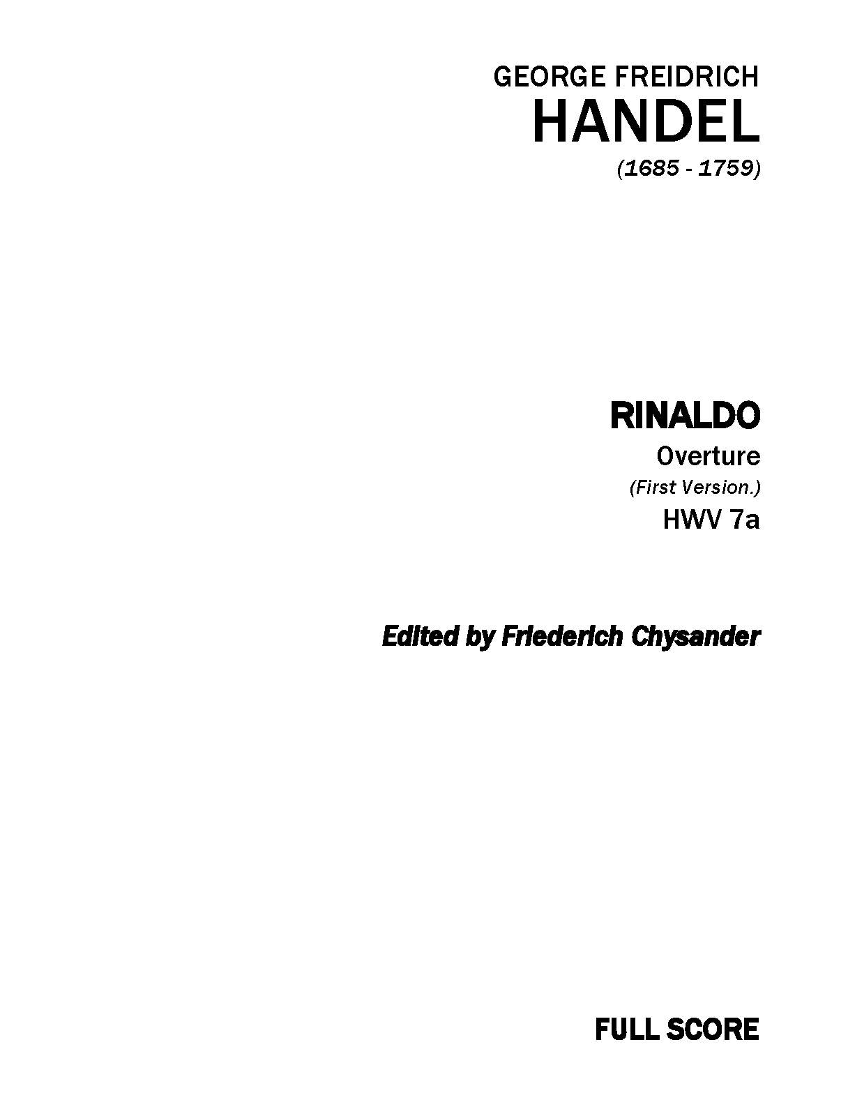 Rinaldo, HWV 7a