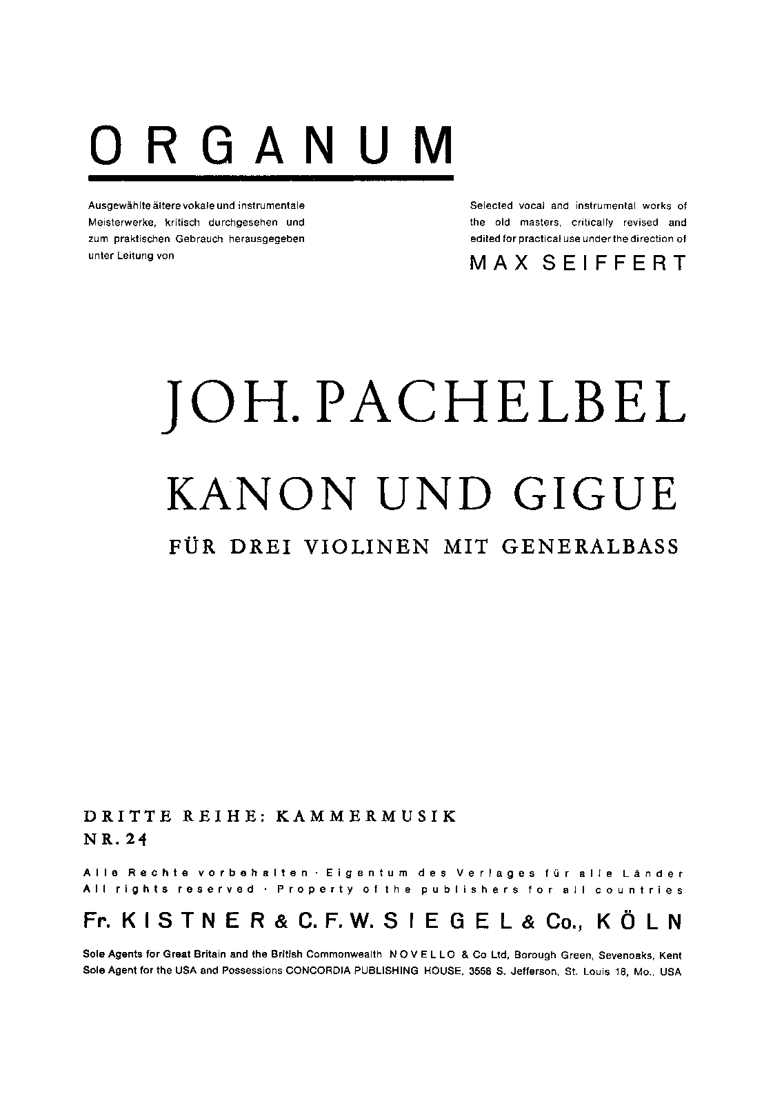 Canon and Gigue in D major, P.37