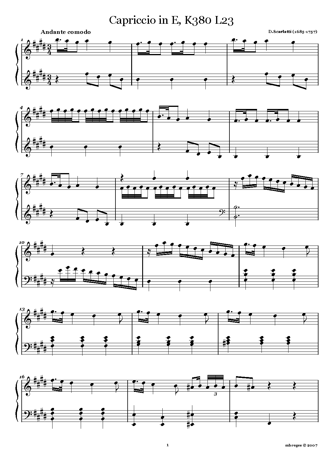Keyboard Sonata in E major, K.380