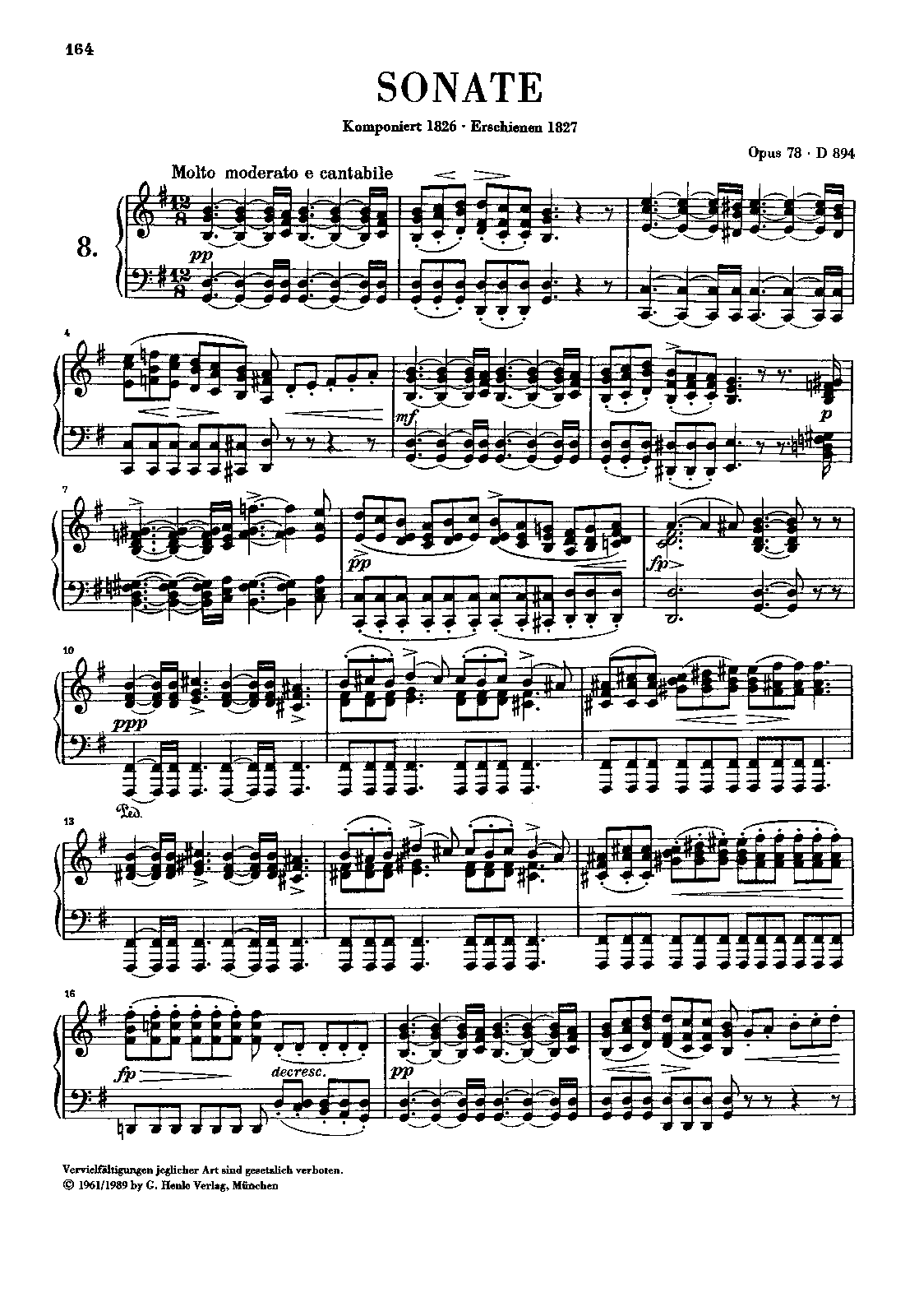 Piano Sonata in G major, D.894