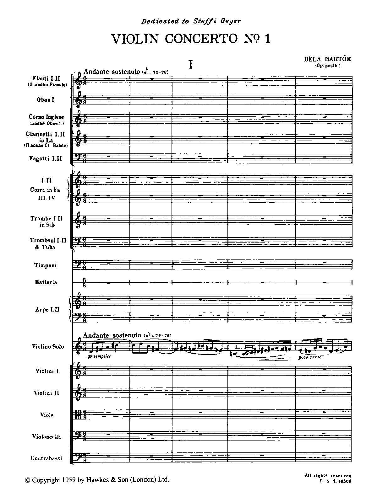 Violin Concerto No.1, Sz.36
