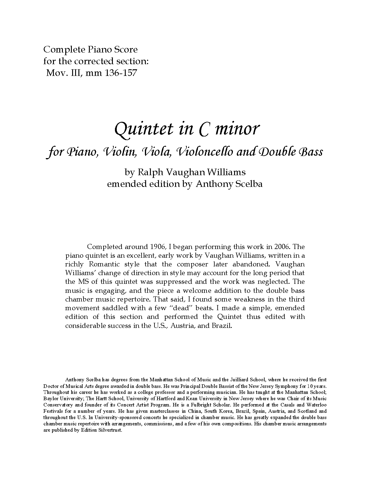 Piano Quintet in C minor