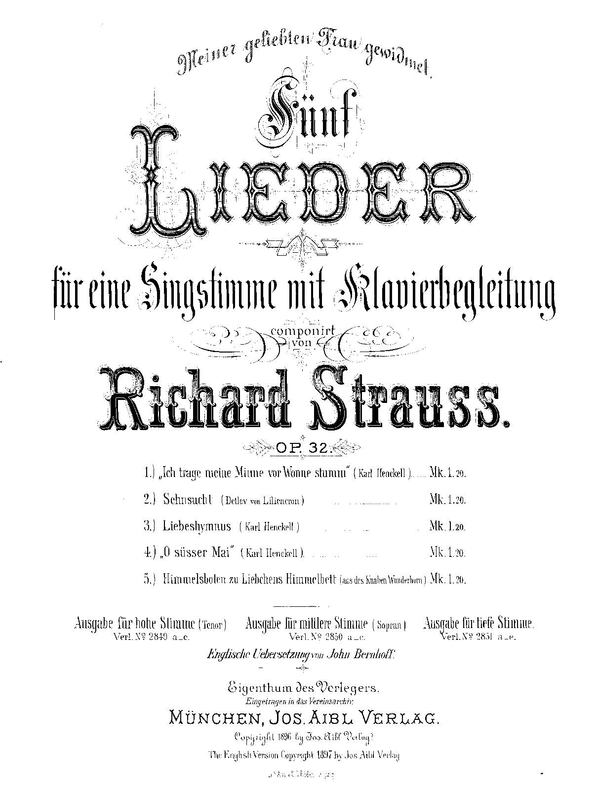 5 Lieder, Op.32