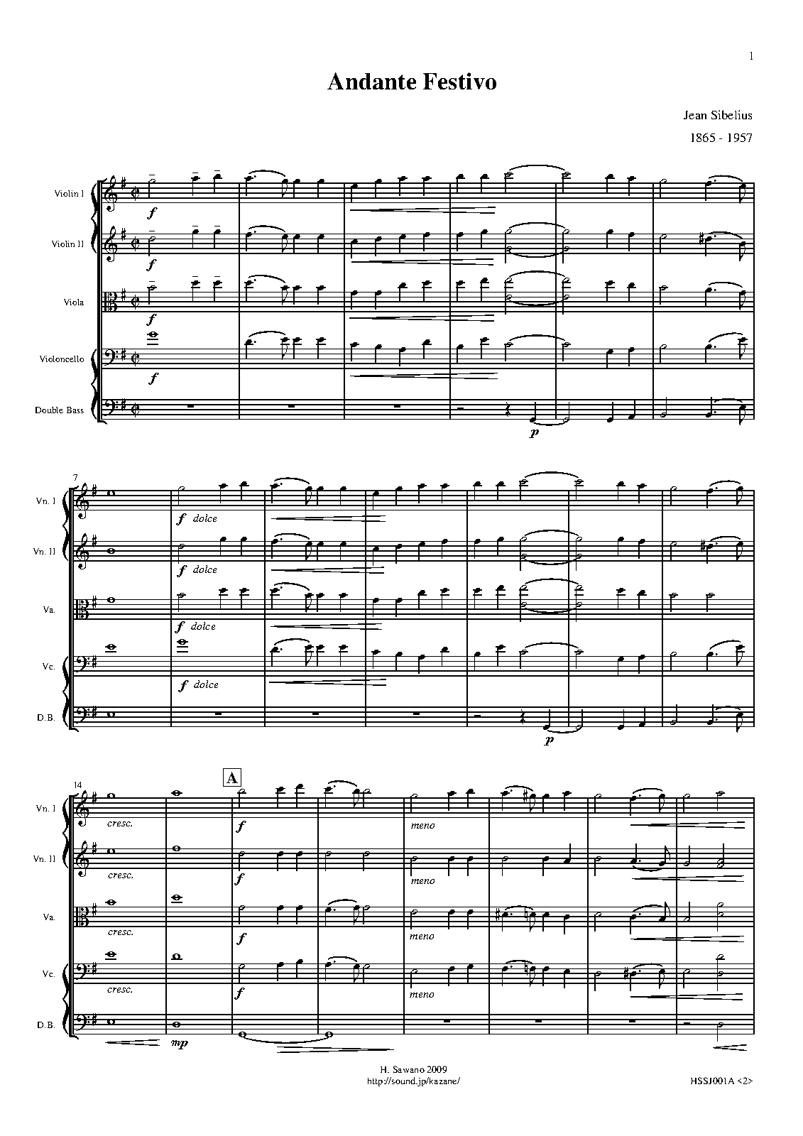 Andante festivo, JS 34
