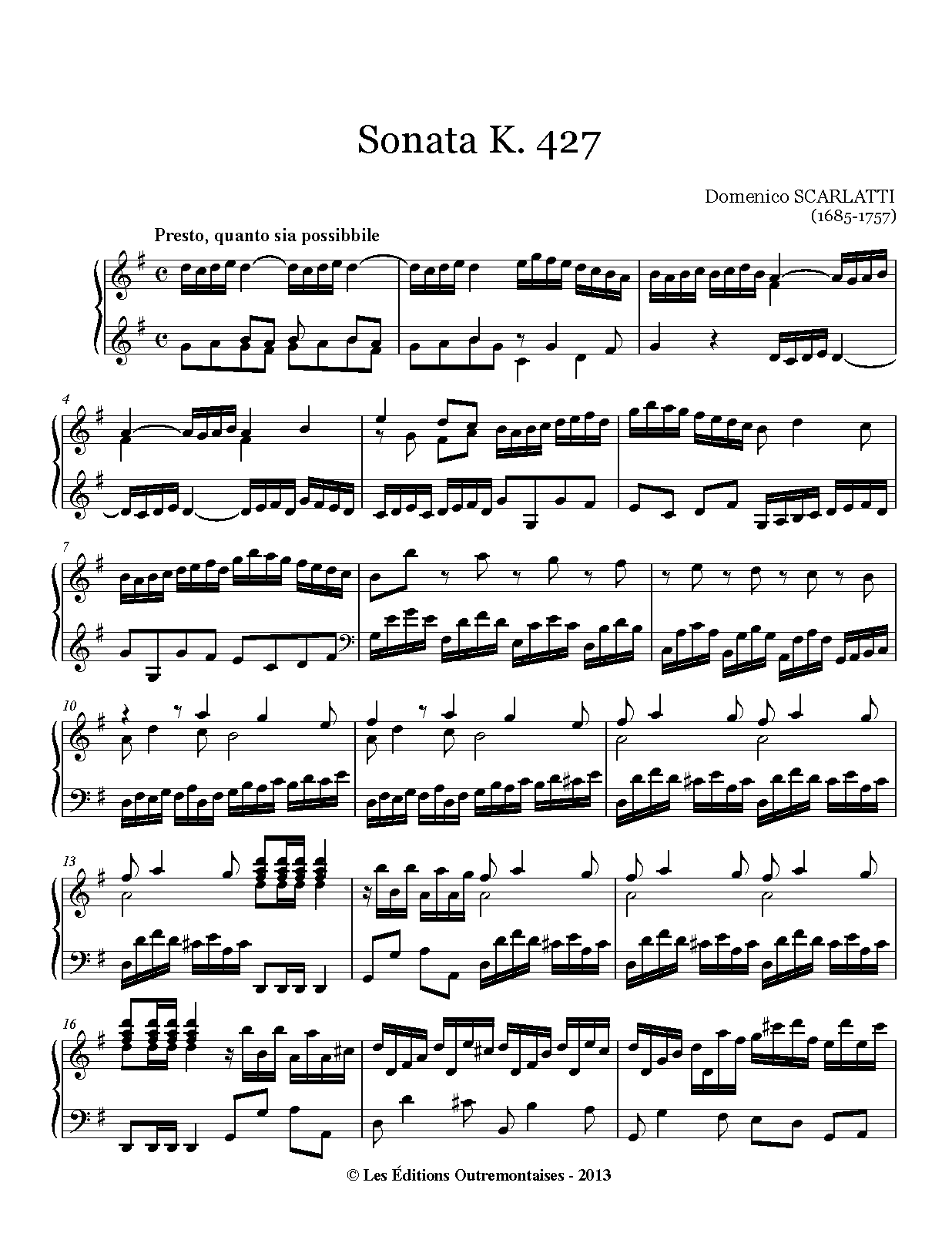 Keyboard Sonata in G major, K.427