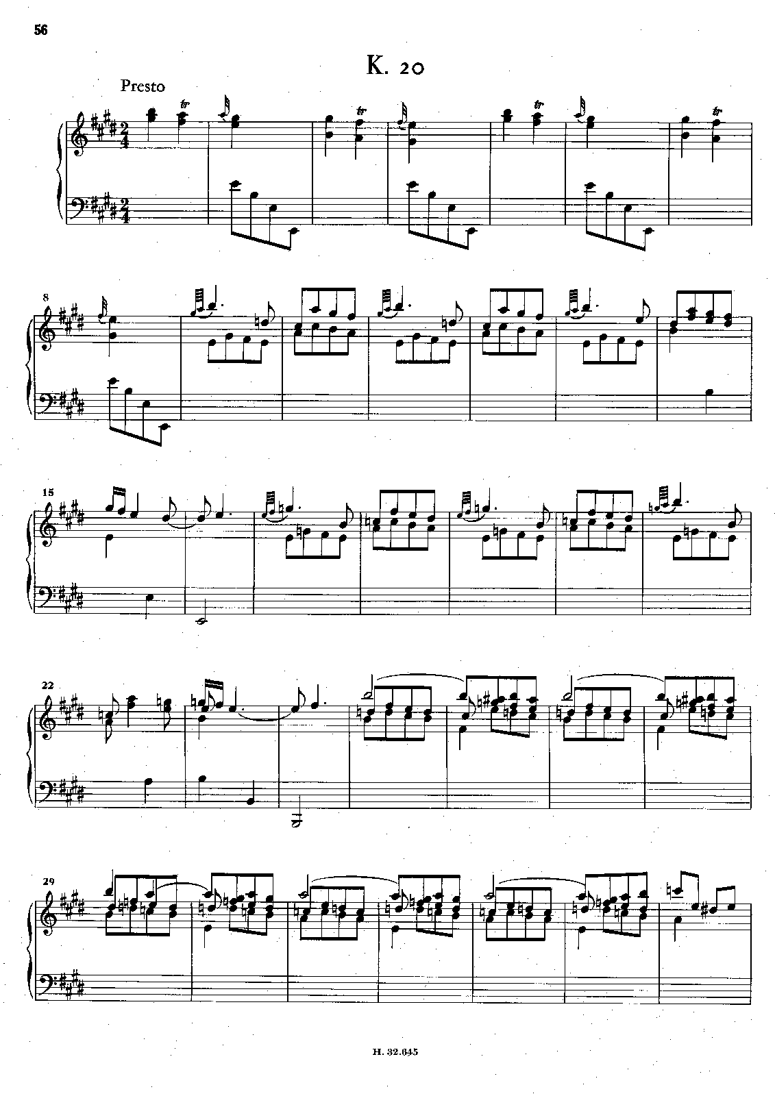 Keyboard Sonata in E major, K.20