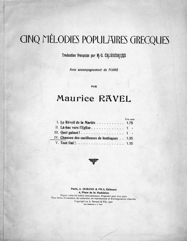 5 Mélodies populaires grecques, M.A 4-5, 9-11